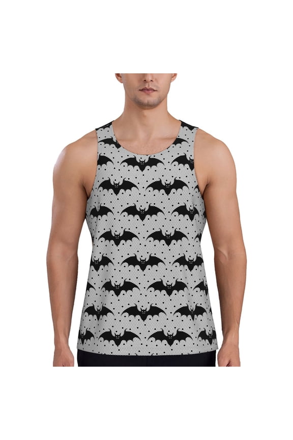 Bat Print Men's Workout Tank Top,Quick Dry Workout Tank Top,Gym Muscle Tee,Fitness Bodybuilding Sleeveless T Shirt-Medium