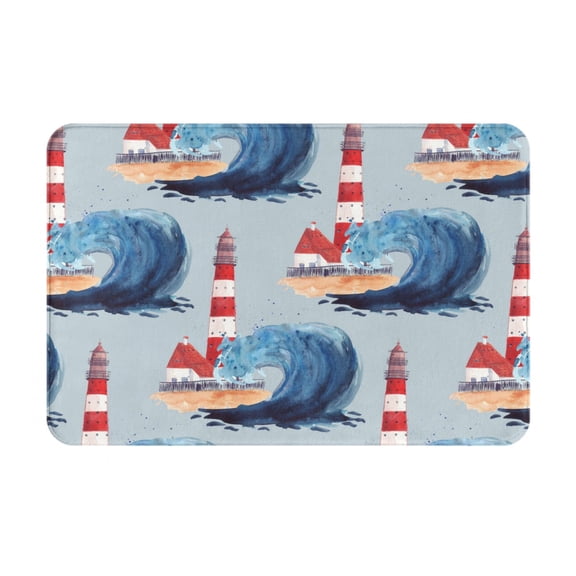 Logiee Beacon In The Huge Waves Of The Surf Print Welcome Mats for Entryway,Door Mat for Front Door,Entry Mat,Doormat for Garden, Garage, Patio, Home, Porch Decor