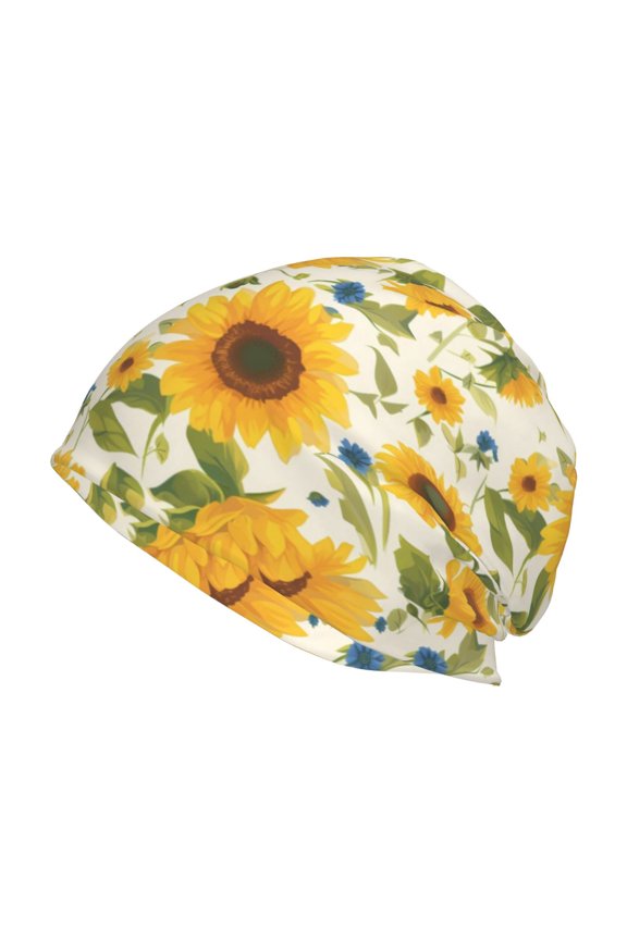 Beautiful Countryside Sunflower Print Unisex Knit Beanie for Men Women Winter Hat,Beanies Skull Caps