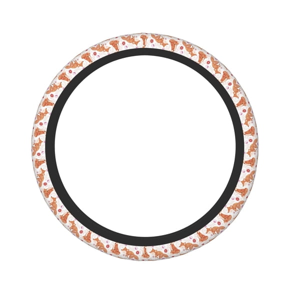 Logiee Beautiful Fox1 Print Breathable Elastic Steering Wheel Cover, Non-Slip Stretch Steering Wheel Protector,Universal 15 Inch Fit Auto, Suvs, Truck