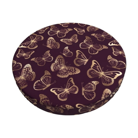 Logiee Beautiful Purple Butterflies Print Stool Covers Round,Bar Stool Covers,Watedrproof Stool Slipcover with Elastic,Stool Cushion,Round Bar Stool Seat Covers for Bar Round Chair-14 inch