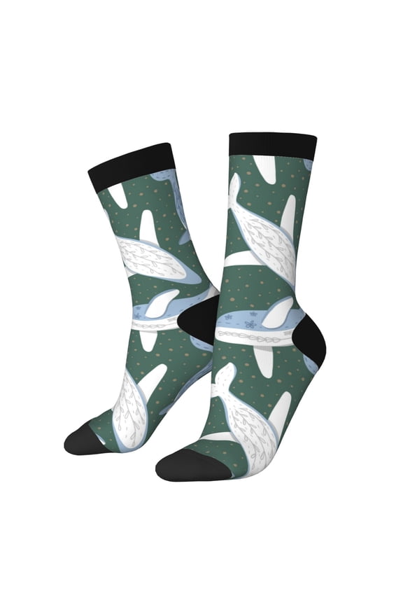 Beautiful Whales Print Adult Socks for Men & Women,Calf Socks, Ankle Socks,Boots Socks,Breathable Casual Sock,Unisex Crew Socks