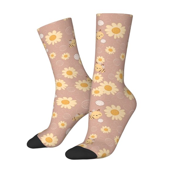 Logiee Bee Gnome Print Adult Socks for Men & Women,Calf Socks, Ankle Socks,Boots Socks,Breathable Casual Sock,Unisex Crew Socks
