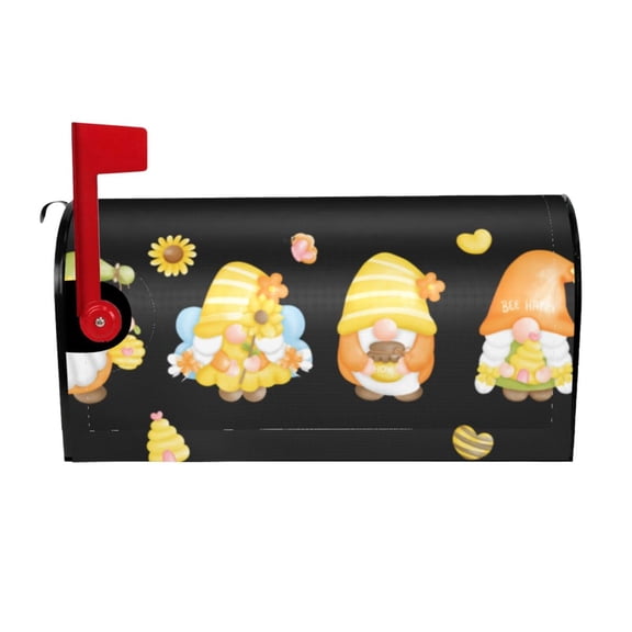 Logiee Bee Happy Sunflower Gnomes Print Post Letter Box Wrap Decor, Mailbox Cover Suitable for Standard Mailbox and Large Size Mailbox,Outdoor Yard Decoration-25.5x21 in