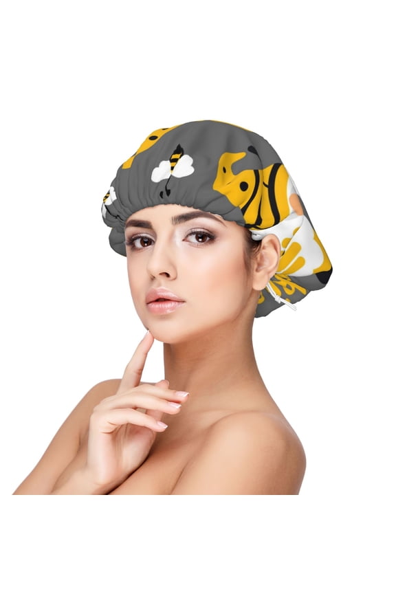 Bee Kind Print Silk Bonnet Satin Bonnet for Sleeping Women and Men,Double Layer Hair Bonnet for Curly Braids Hair