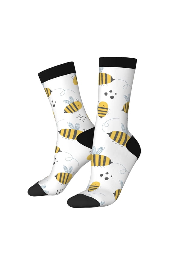 Bee Print Adult Socks for Men & Women,Calf Socks, Ankle Socks,Boots Socks,Breathable Casual Sock,Unisex Crew Socks