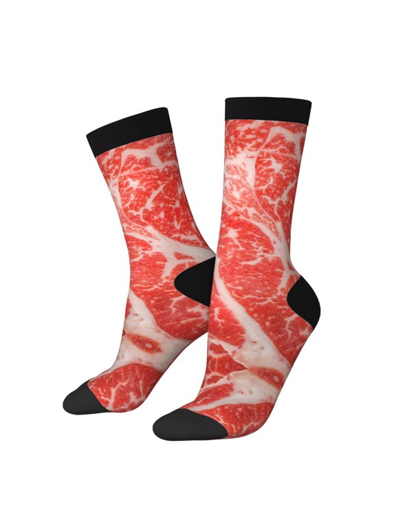 Beef Steaks Print Adult Socks for Men & Women,Calf Socks, Ankle Socks,Boots Socks,Breathable Casual Sock,Unisex Crew Socks