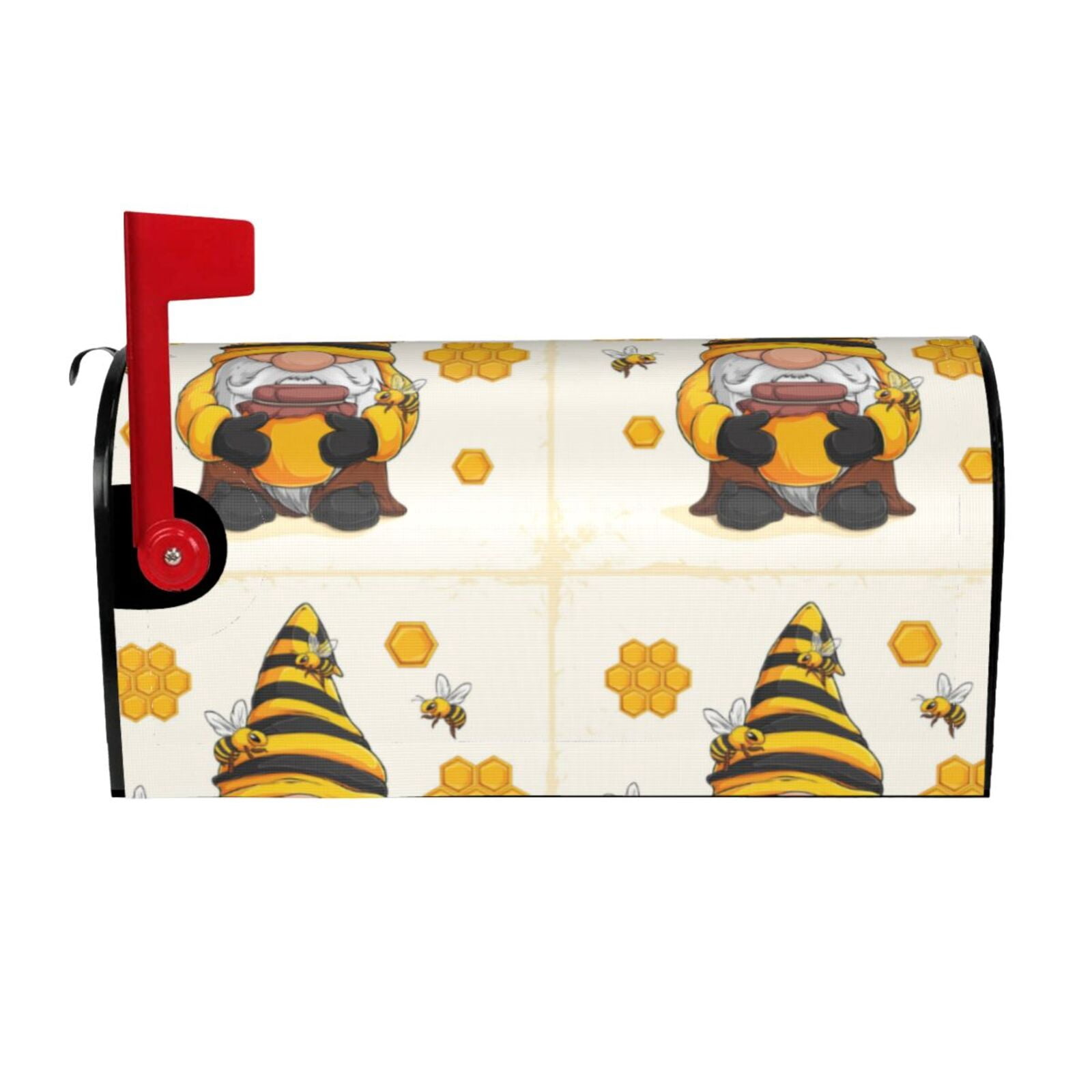 Logiee Beekeeper Gnome Holding A Glass Print Post Letter Box Wrap Decor, Mailbox Cover Suitable for Standard Mailbox and Large Size Mailbox,Outdoor Yard Decoration-25.5x21 in