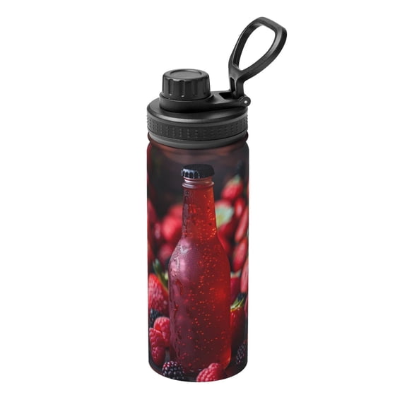 Logiee Berry Infused Refreshment Print Water Bottle,18oz Sports Insulated Kettle for Cycling Gym Basketball Outdoor, Suitable as a Present