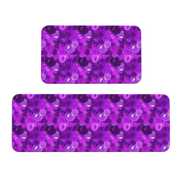Logiee Berry Raspberry Print Kitchen Mats for Floor Sets of 2,Waterproof Kitchen Rugs,Non Slip Comfort Standing Mat Rug for Home,Runner,Sink,Office,Laundry