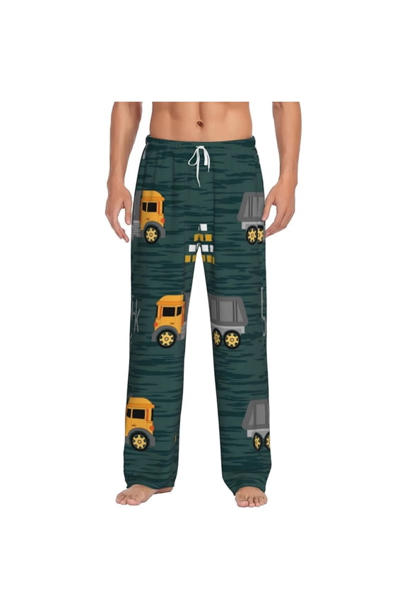 Big Machine Print Pajama Pants for Men,Men’s Pajama Bottoms,Mens PJ Pants with Pockets & Button Fly-Large