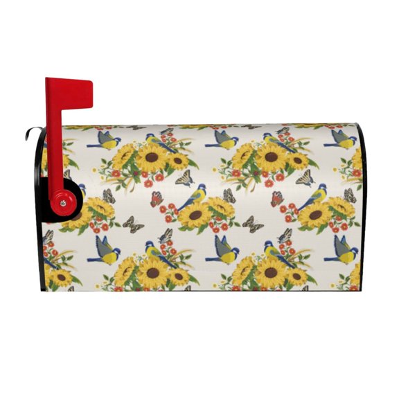 Logiee Bird Sunflowers Print Post Letter Box Wrap Decor, Mailbox Cover Suitable for Standard Mailbox and Large Size Mailbox,Outdoor Yard Decoration-21x18 in