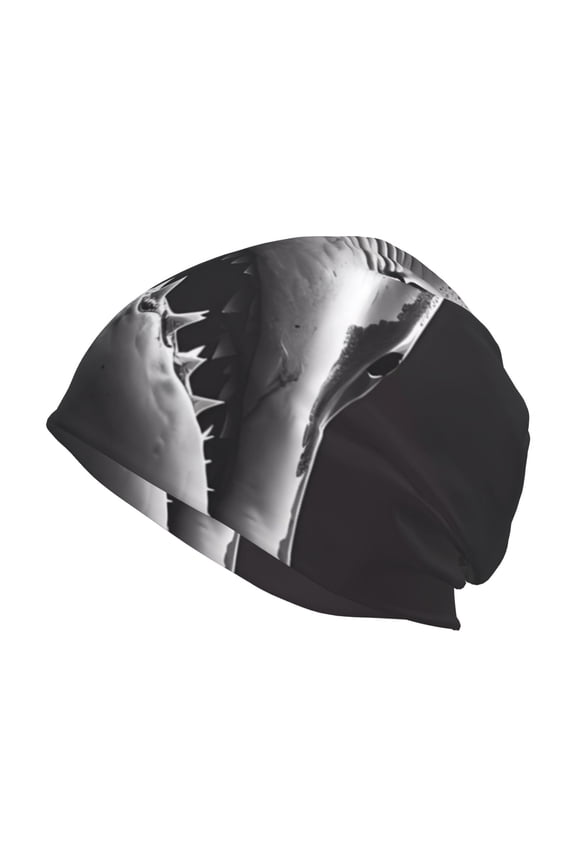 Black And White Shark Print Unisex Knit Beanie for Men Women Winter Hat,Beanies Skull Caps