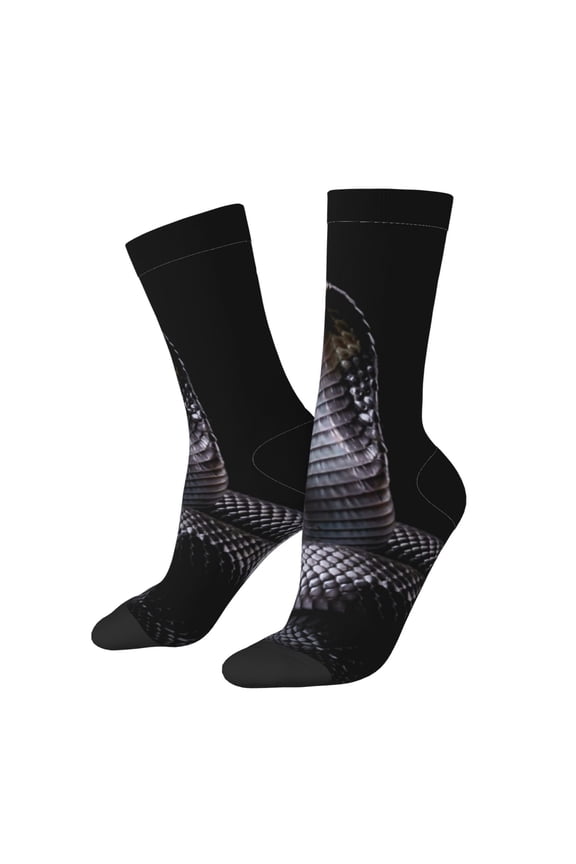 Black Cobra Snake Print Adult Socks for Men & Women,Calf Socks, Ankle Socks,Boots Socks,Breathable Casual Sock,Unisex Crew Socks