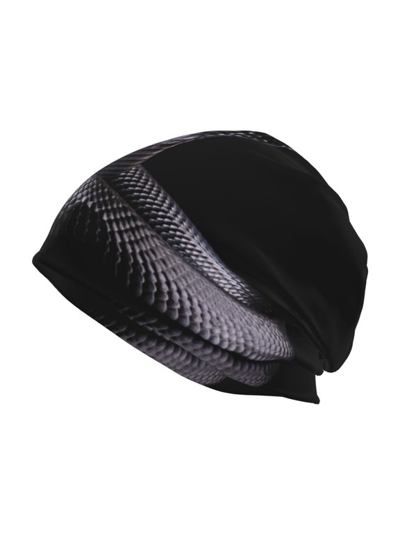 Black Cobra Snake Print Unisex Knit Beanie for Men Women Winter Hat,Beanies Skull Caps