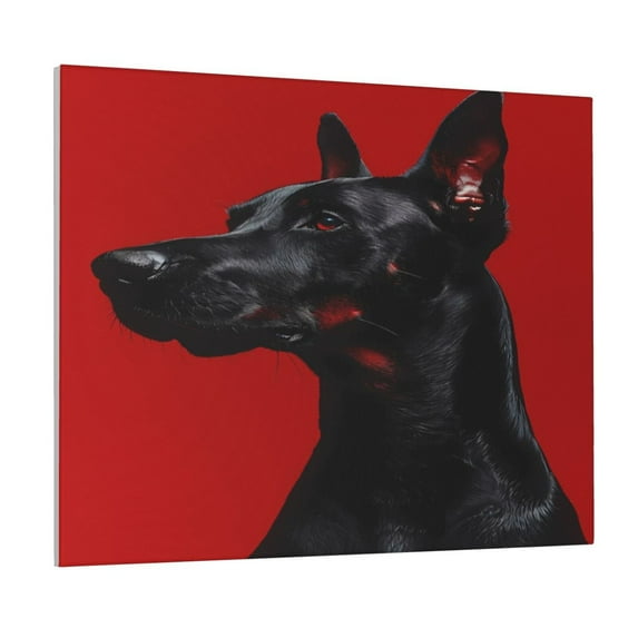 Logiee Black Dog Red Background Print Canvas Wall Art ,Art Poster,Canvas Decorative Picture,Decor Wall Pictures for Living Room Bedroom Bathroom,Ready to Hang