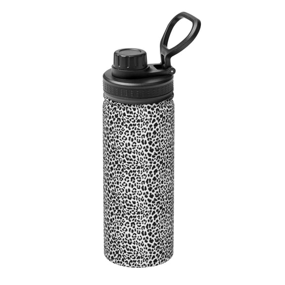 Logiee Black Leopard Print Water Bottle,18oz Sports Insulated Kettle for Cycling Gym Basketball Outdoor, Suitable as a Present