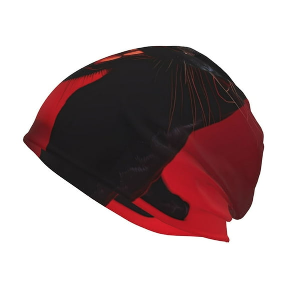 Logiee Black Panther Red Background Print Unisex Knit Beanie for Men Women Winter Hat,Beanies Skull Caps