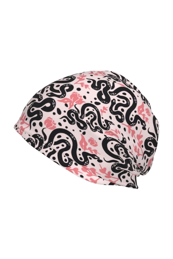 Black Snake Print Unisex Knit Beanie for Men Women Winter Hat,Beanies Skull Caps
