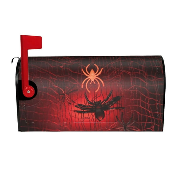 Logiee Black Spider Web With Spiders Print Post Letter Box Wrap Decor, Mailbox Cover Suitable for Standard Mailbox and Large Size Mailbox,Outdoor Yard Decoration-21x18 in