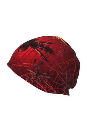 Black Spider Web With Spiders Print Unisex Knit Beanie for Men Women Winter Hat,Beanies Skull Caps