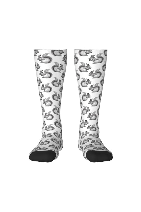 Black Squirrel Print Gift Stocking Stuffers,Adult Stockings,Novelty Socks,Funny Socks Birthday Running Walking Sleeping