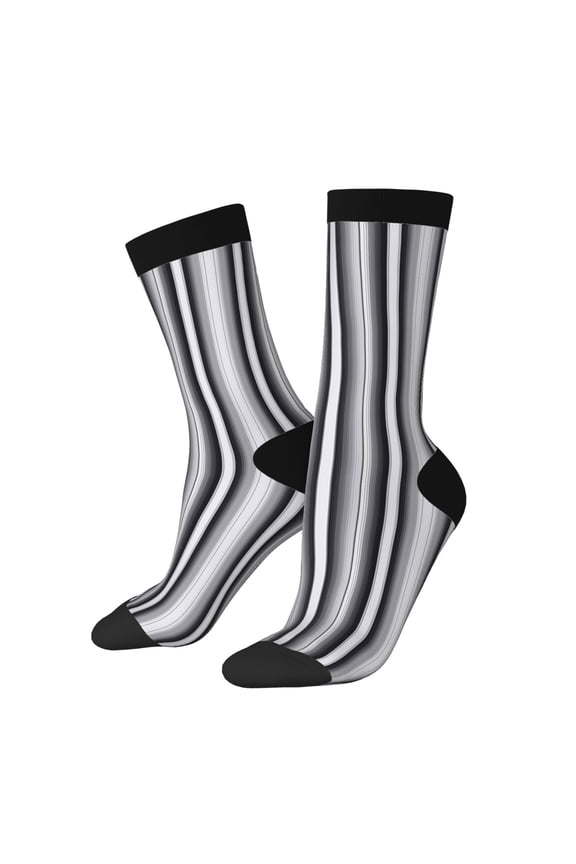 Black White Gray Mexican Blanket Serape Stripes Print Adult Socks for Men & Women,Calf Socks, Ankle Socks,Boots Socks,Breathable Casual Sock,Unisex Crew Socks