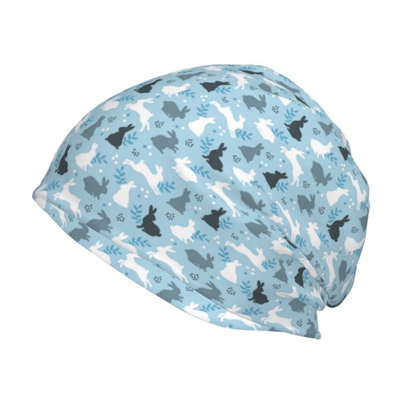 Logiee Black White Gray Rabbit Print Unisex Knit Beanie for Men Women Winter Hat,Beanies Skull Caps