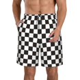 thumbnail image 1 of Logiee Black and White Checkerboard Print Mens Swim Trunks Quick Dry Board Shorts,Breathable Hawaii Beach Shorts Swimwear Bathing Suits-3X-Large, 1 of 6