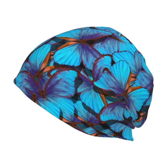 Logiee Blue Butterflies Print Unisex Knit Beanie for Men Women Winter Hat,Beanies Skull Caps