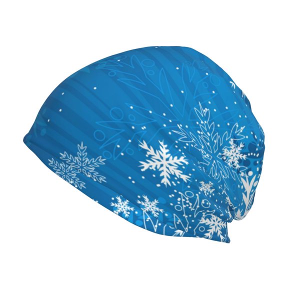 Logiee Blue Christmas Print Unisex Knit Beanie for Men Women Winter Hat,Beanies Skull Caps