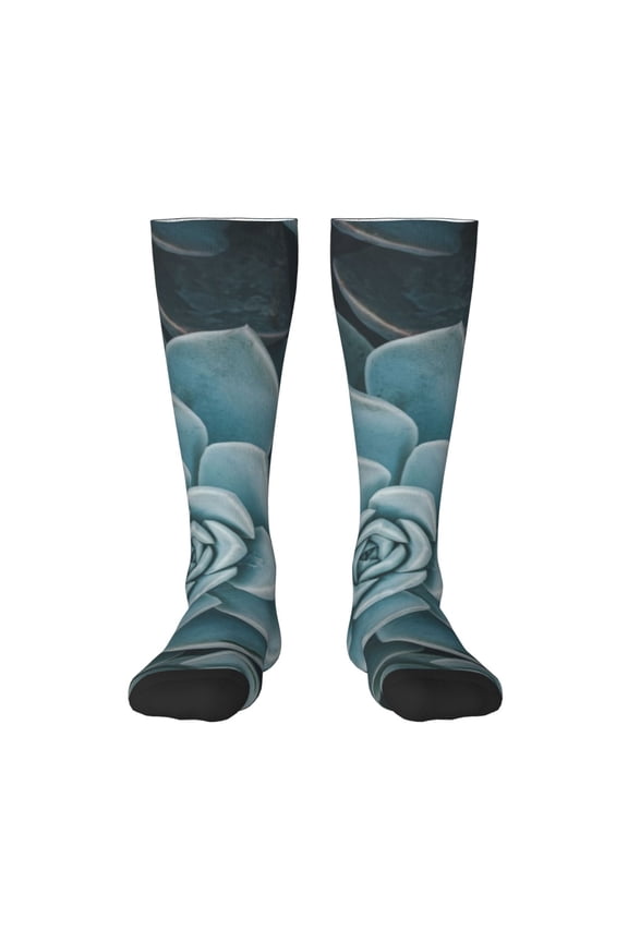 Blue Color Cactus Print Gift Stocking Stuffers,Adult Stockings,Novelty Socks,Funny Socks Birthday Running Walking Sleeping