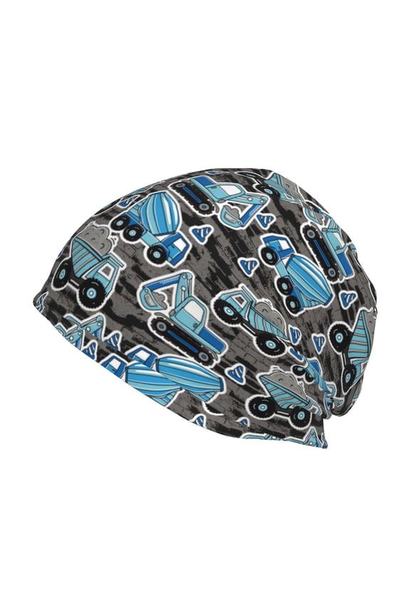 Blue Excavator Print Unisex Knit Beanie for Men Women Winter Hat,Beanies Skull Caps
