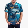 thumbnail image 1 of Logiee Blue Iceberg Leaf Wolf Print Mens Polo Shirts,Mens Golf Polo Shirts,Short Sleeve Casual Polo Shirts for Men,Summer Fashion Beach Shirts-X-Large, 1 of 6