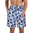 thumbnail image 1 of Logiee Blue Roses Print Mens Swim Trunks Quick Dry Board Shorts,Breathable Hawaii Beach Shorts Swimwear Bathing Suits-3X-Large, 1 of 6