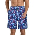 thumbnail image 1 of Logiee Blue Skull Flower Print Mens Swim Trunks Quick Dry Board Shorts,Breathable Hawaii Beach Shorts Swimwear Bathing Suits-Small, 1 of 6