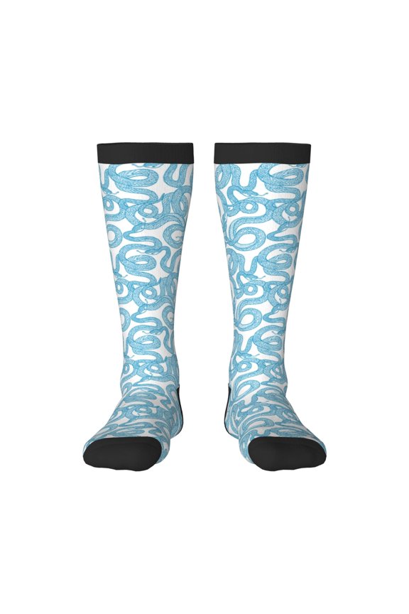 Blue Snake Print Gift Stocking Stuffers,Adult Stockings,Novelty Socks,Funny Socks Birthday Running Walking Sleeping