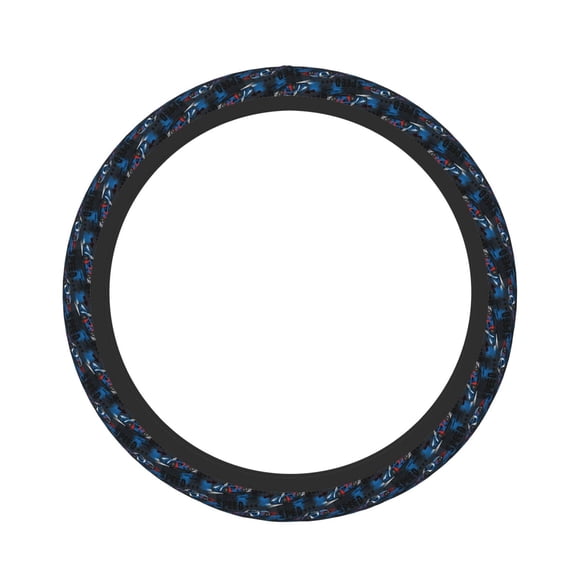 Logiee Blue Sports Car Print Breathable Elastic Steering Wheel Cover, Non-Slip Stretch Steering Wheel Protector,Universal 15 Inch Fit Auto, Suvs, Truck