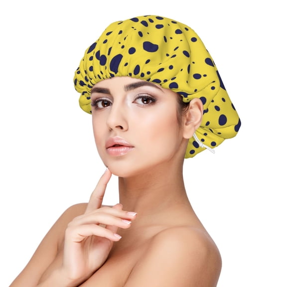 Logiee Blue Spots Print Silk Bonnet Satin Bonnet for Sleeping Women and Men,Double Layer Hair Bonnet for Curly Braids Hair