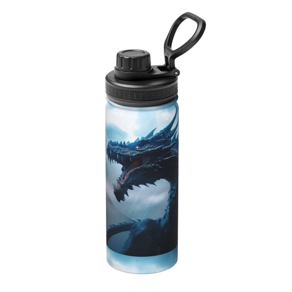 Logiee Blue Thunder Storm Dragon Print Water Bottle,18oz Sports Insulated Kettle for Cycling Gym Basketball Outdoor, Suitable as a Present