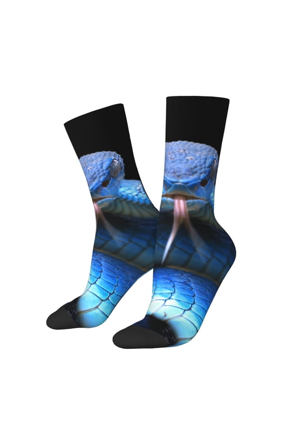 Blue Viper Snake 2 Print Adult Socks for Men & Women,Calf Socks, Ankle Socks,Boots Socks,Breathable Casual Sock,Unisex Crew Socks