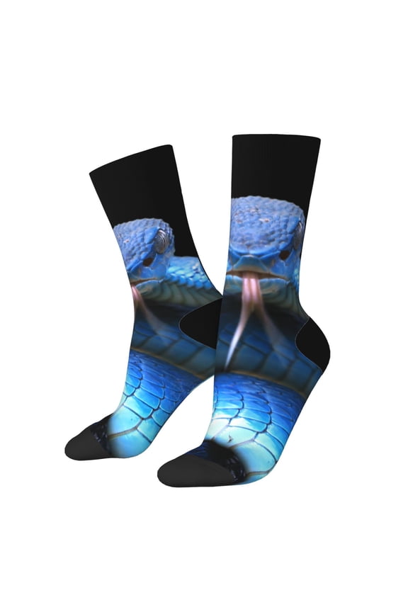 Blue Viper Snake 2 Print Adult Socks for Men & Women,Calf Socks, Ankle Socks,Boots Socks,Breathable Casual Sock,Unisex Crew Socks