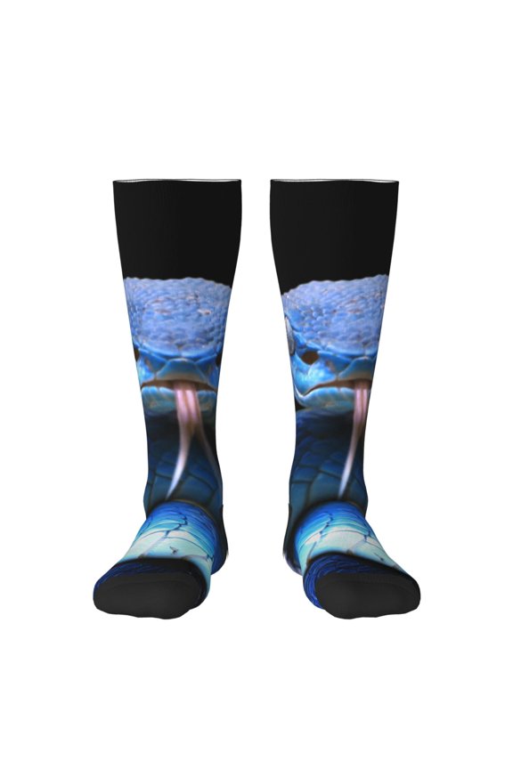 Blue Viper Snake 2 Print Gift Stocking Stuffers,Adult Stockings,Novelty Socks,Funny Socks Birthday Running Walking Sleeping