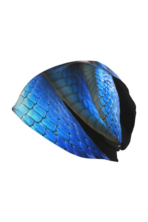 Blue Viper Snake 2 Print Unisex Knit Beanie for Men Women Winter Hat,Beanies Skull Caps