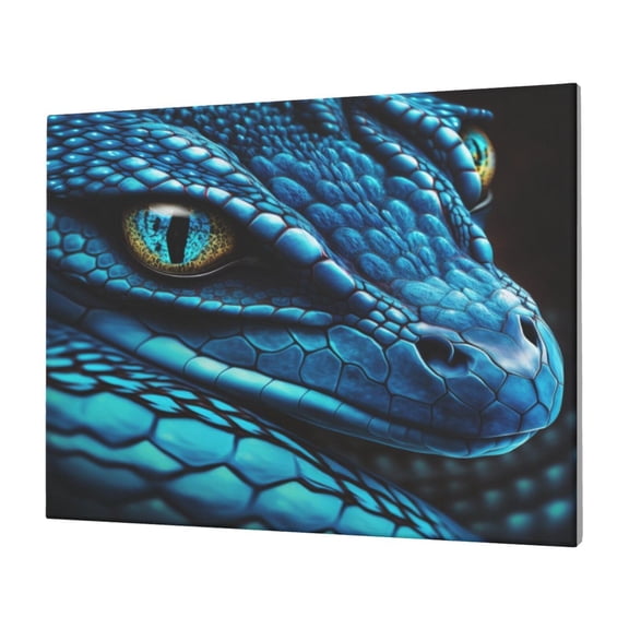 Logiee Blue Viper Snake Closeup Face Print Canvas Wall Art,Canvas Picture Prints with Frame, Wall Art Decorative,Canvas Decorative,Suitable for Living Room Bedroom Office Room 30x40