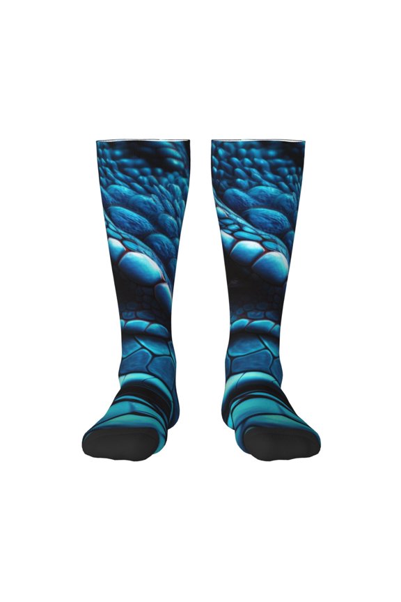 Blue Viper Snake Closeup Face Print Gift Stocking Stuffers,Adult Stockings,Novelty Socks,Funny Socks Birthday Running Walking Sleeping