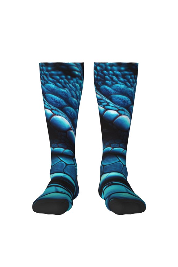 Blue Viper Snake Closeup Face Print Gift Stocking Stuffers,Adult Stockings,Novelty Socks,Funny Socks Birthday Running Walking Sleeping