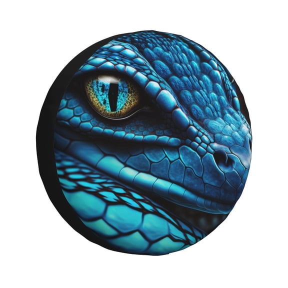 Logiee Blue Viper Snake Closeup Face Print Spare Tire Cover, Universal Wheel Protectors,Waterproof Dust-Proof UV Sun Wheel Tire Cover,Fit for SUV, RV, Travel Trailer, Truck-14 inch