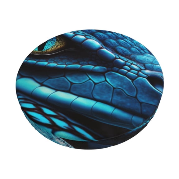 Logiee Blue Viper Snake Closeup Face Print Stool Covers Round,Bar Stool Covers,Watedrproof Stool Slipcover with Elastic,Stool Cushion,Round Bar Stool Seat Covers for Bar Round Chair-12 inch