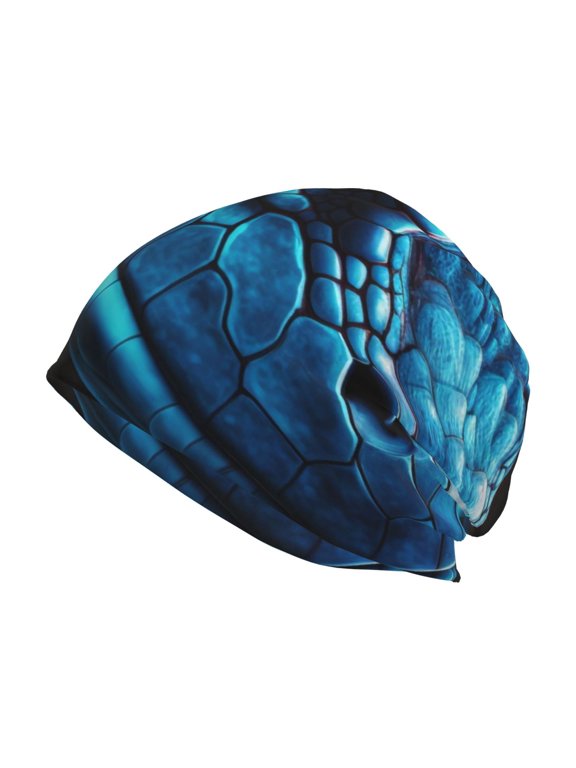 Blue Viper Snake Closeup Face Print Unisex Knit Beanie for Men Women Winter Hat,Beanies Skull Caps